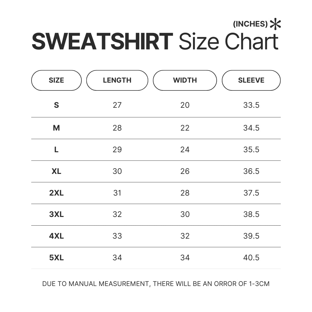 Sweatshirt Size Chart - Limp Bizkit Store
