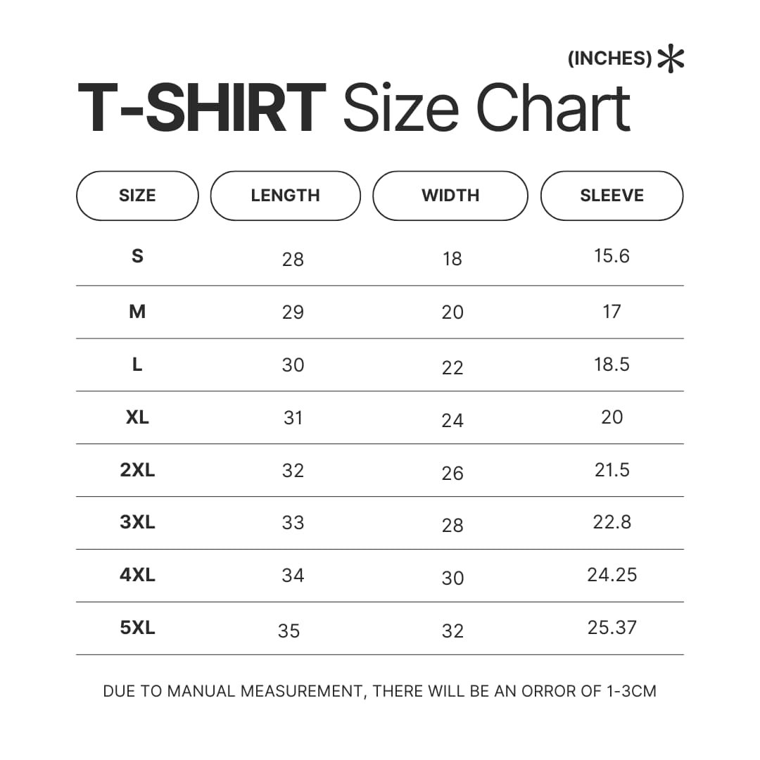 T shirt Size Chart - Limp Bizkit Store