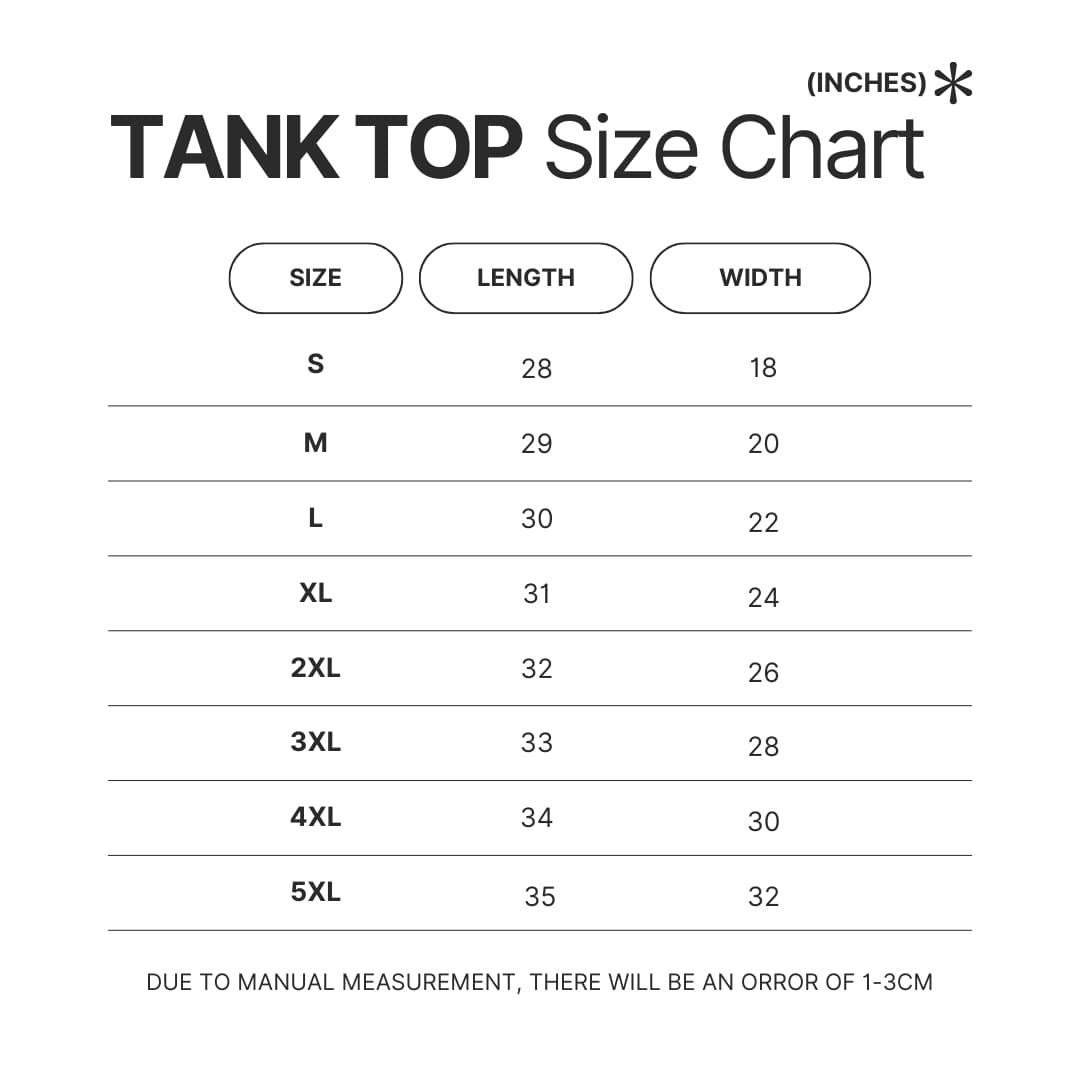 Tank Top Size Chart - Limp Bizkit Store